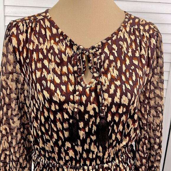 Cupio Mini Dress Large Smocked Leopard Print - Picture 4 of 15